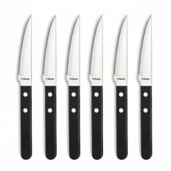 Coffret 6 Couteaux Steak Pizza Noir 21,5 Cm Amefa