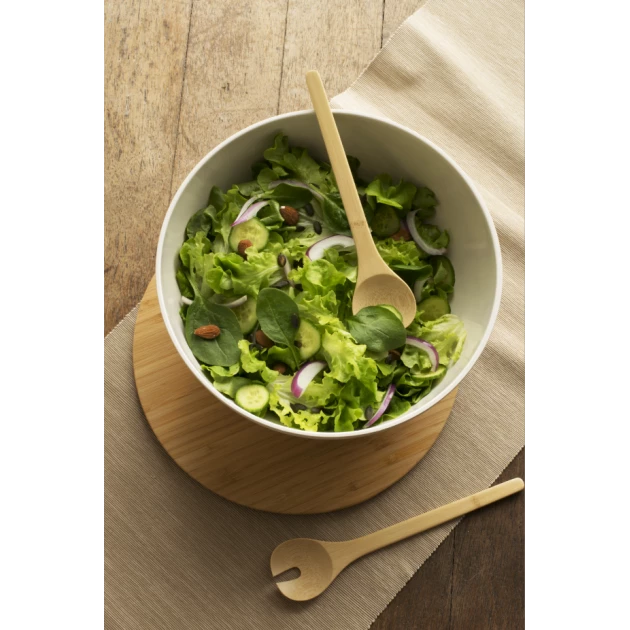Couverts à Salade En Bambou 27 Cm Pebbly 4 Couverts à Salade En Bambou 27 Cm Pebbly – Image 2
