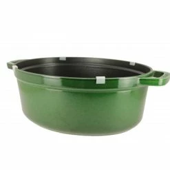 DEFAUT STAUB Cocotte Fonte Ovale 31 Cm Vert Basilic Majolique 5,5 L (sans Couvercle )