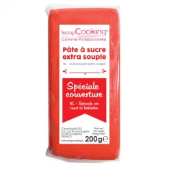 DLUO Dépassée Pâte à Sucre Rouge Spéciale Couverture 200g Scrapcooking