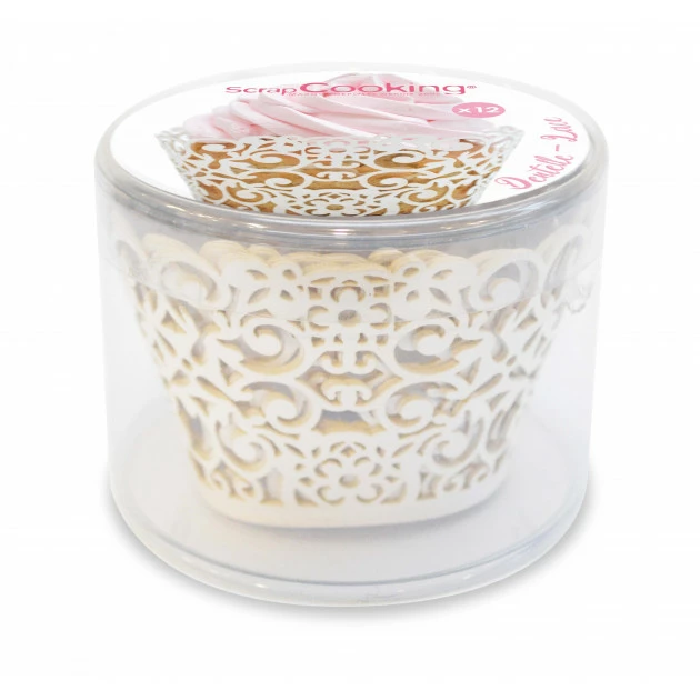 FIN DE SERIE Contour Cupcake Dentelle Blanc X12 Scrapcooking 4 FIN DE SERIE Contour Cupcake Dentelle Blanc X12 Scrapcooking – Image 2