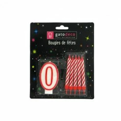 GATODECO FIN DE SERIE Lot De 10 Bougies Et 1 Bougie Chiffre 0 Gatodéco