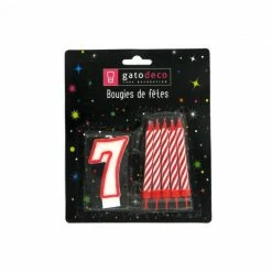 GATODECO FIN DE SERIE Lot De 10 Bougies Et 1 Bougie Chiffre 7 Gatodéco
