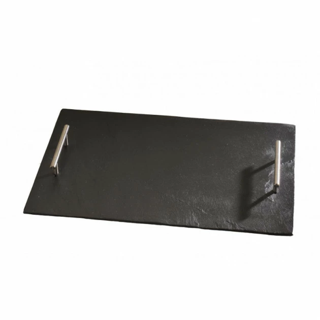 Plateau Ardoise Poignées Métal Par LeBrun (46x30cm) 3 Plateau Ardoise Poignées Métal Par LeBrun (46x30cm)